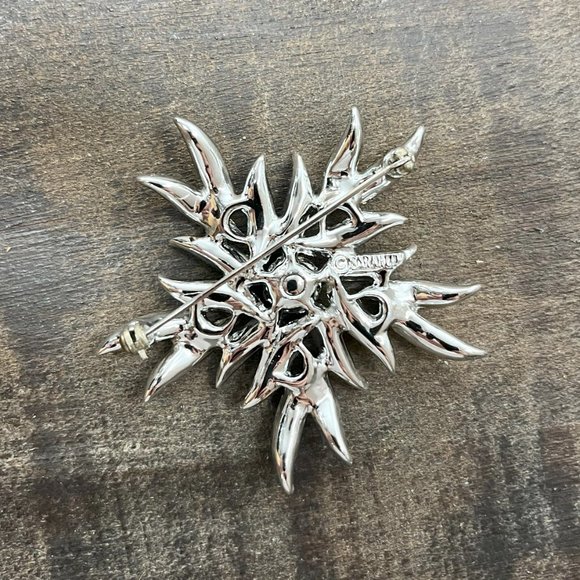 Vintage Sarah Coventry Silvertone AB Rhinestone Flower Silver Pin Brooch - Picture 2 of 7